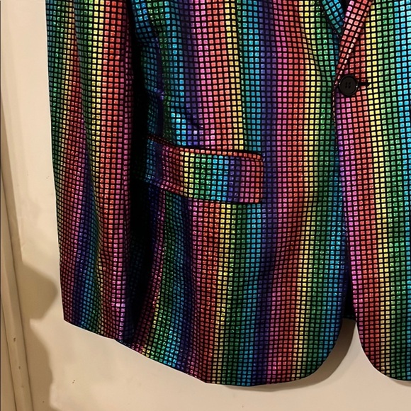 NWT multi colored Sport Coat with Metallic Shine Disco 70’s Small - Picture 7 of 8